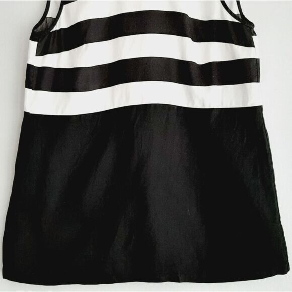 CLUB MONACO Sleeveless Shell Top Strippe Pattern B&W Crewneck Sz S Flawed - Picture 3 of 16